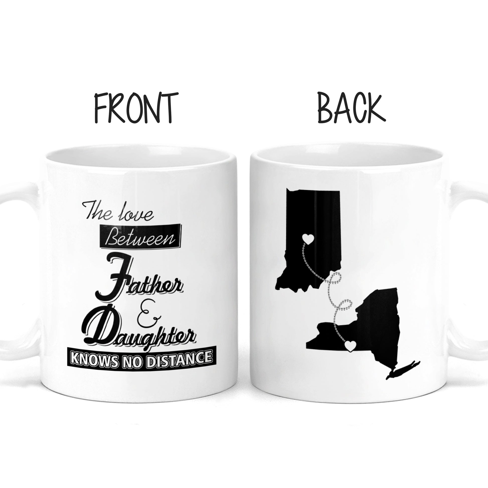 Long Distance Mug For Dad | State to State | Father's Day Gift | Father & Daughter | Personalized | S'Berry Boutique