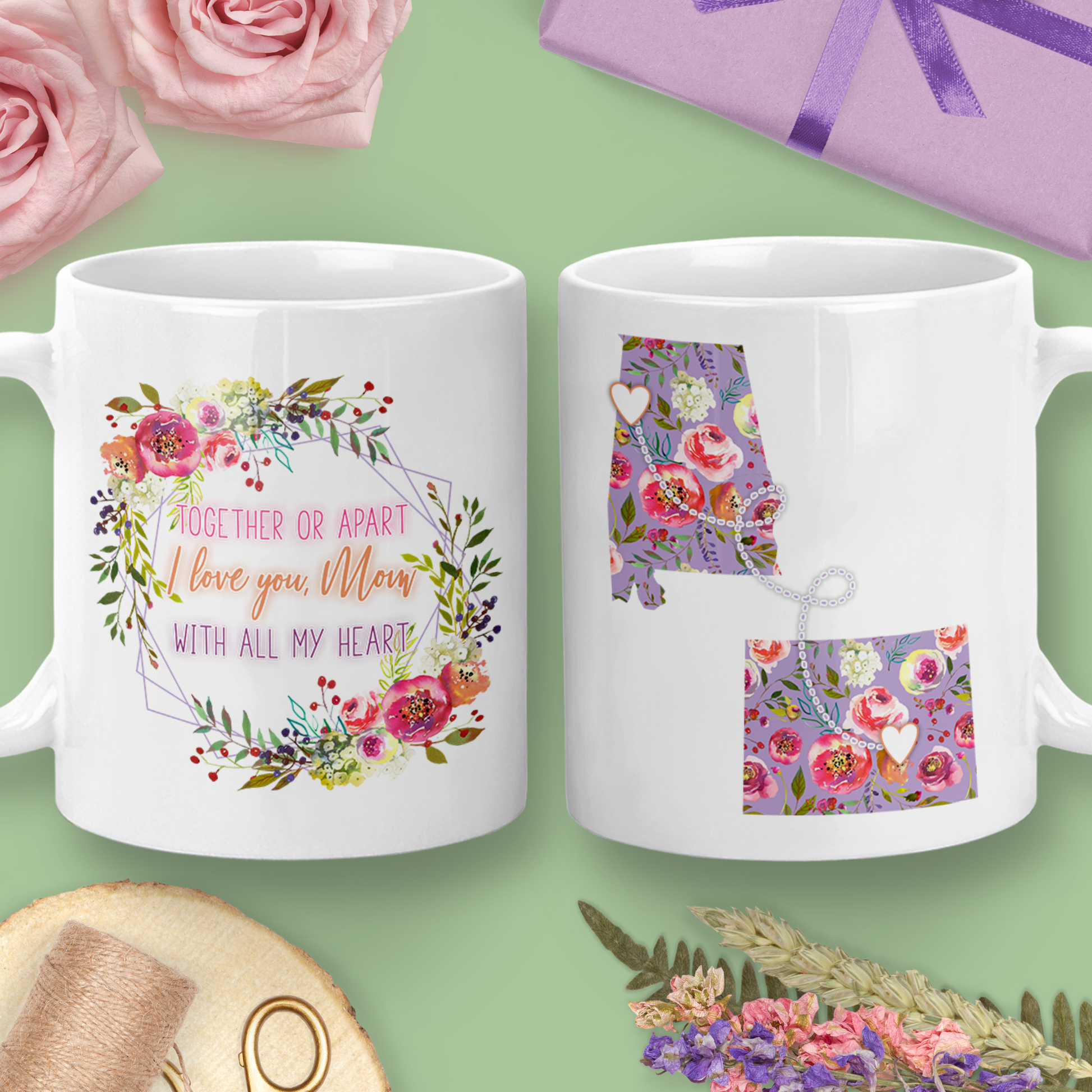 Long Distance Mug | State to State | Mother's Day Gift | I love you, Mom | Personalized | S'Berry Boutique