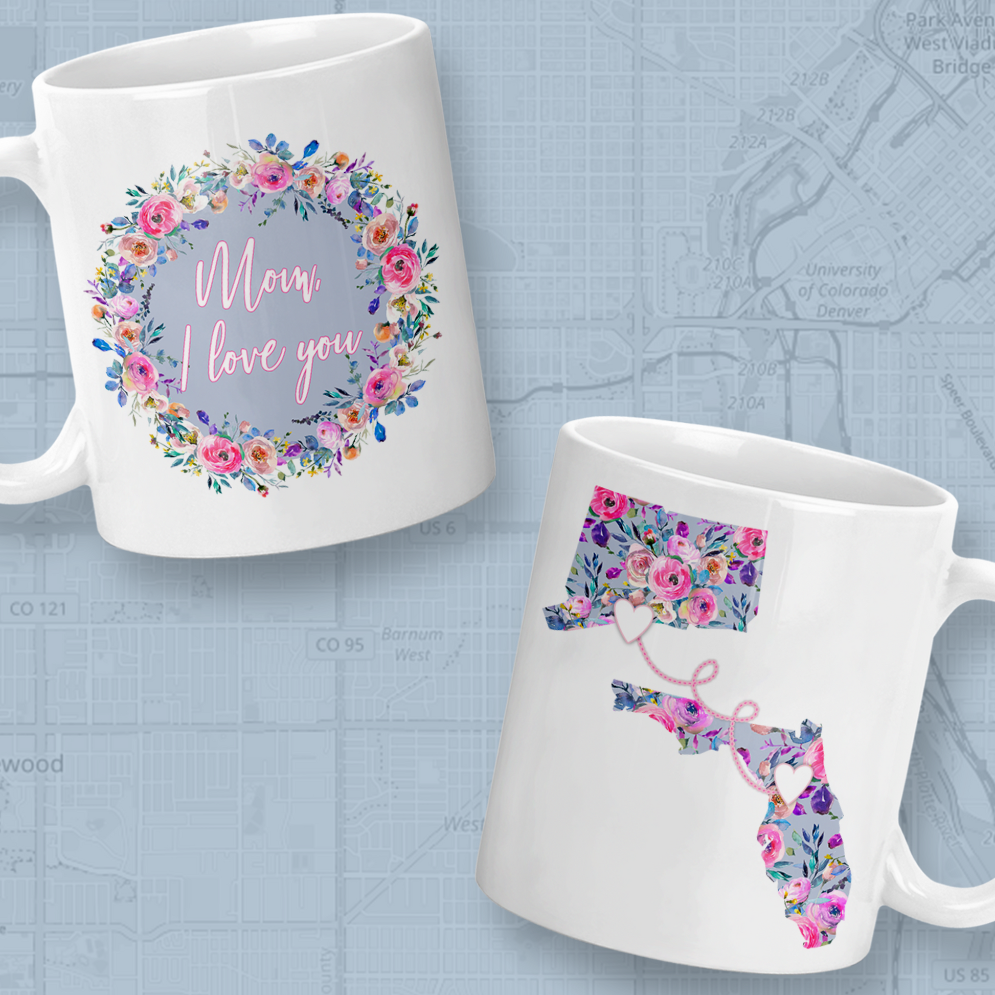 Long Distance Mug | State to State | Mother's Day Gift | Mom, I Love You | Personalized | S'Berry Boutique