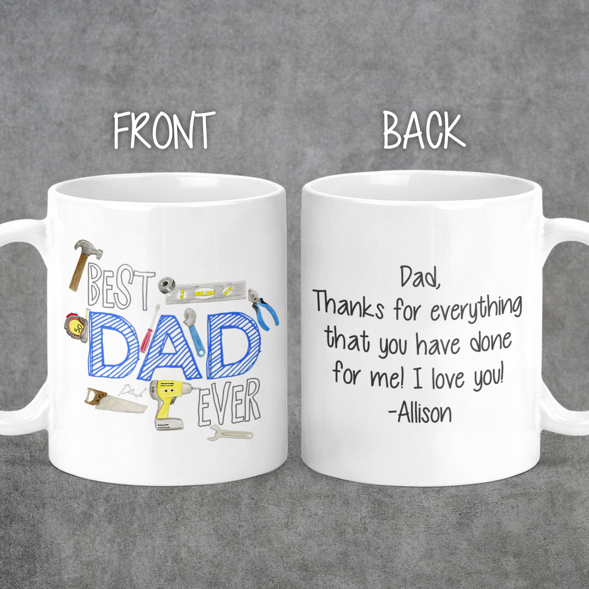 Personalized Best Dad Ever Handyman Tool Coffee Mug - M0514 | S'Berry Boutique
