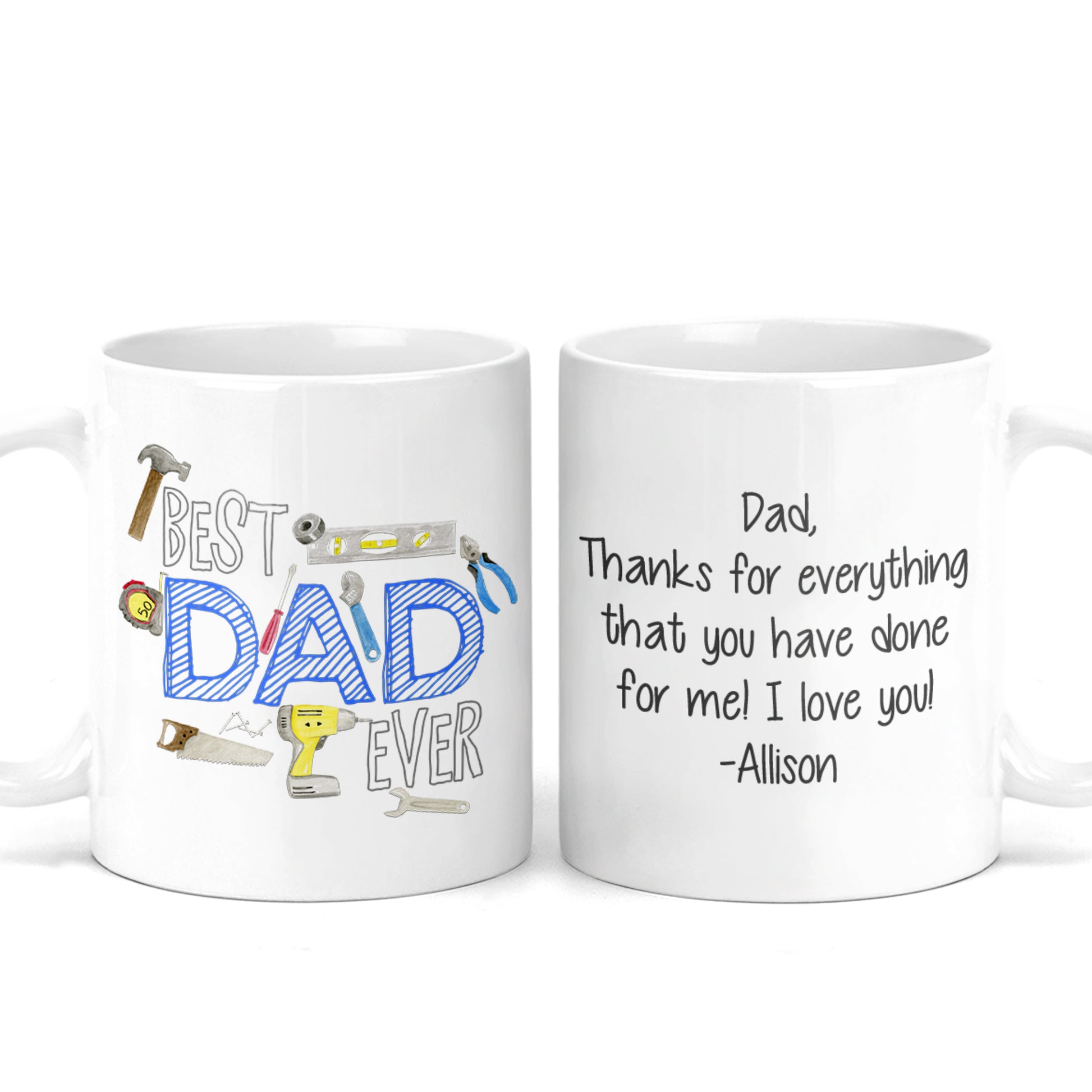 Personalized Best Dad Ever Handyman Tool Coffee Mug - M0514 | S'Berry Boutique