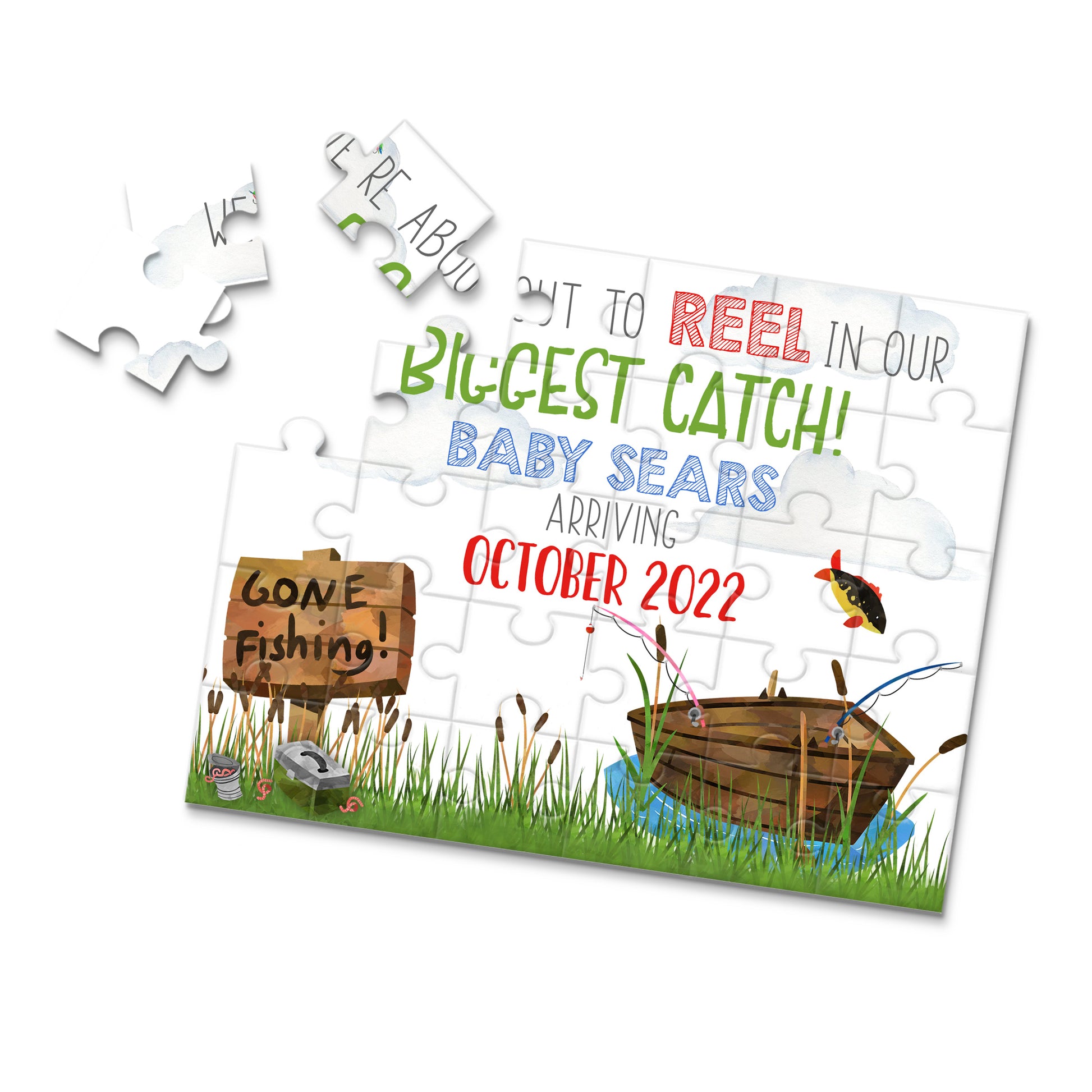 Personalized Fishing Pregnancy Announcement Puzzle - P2330