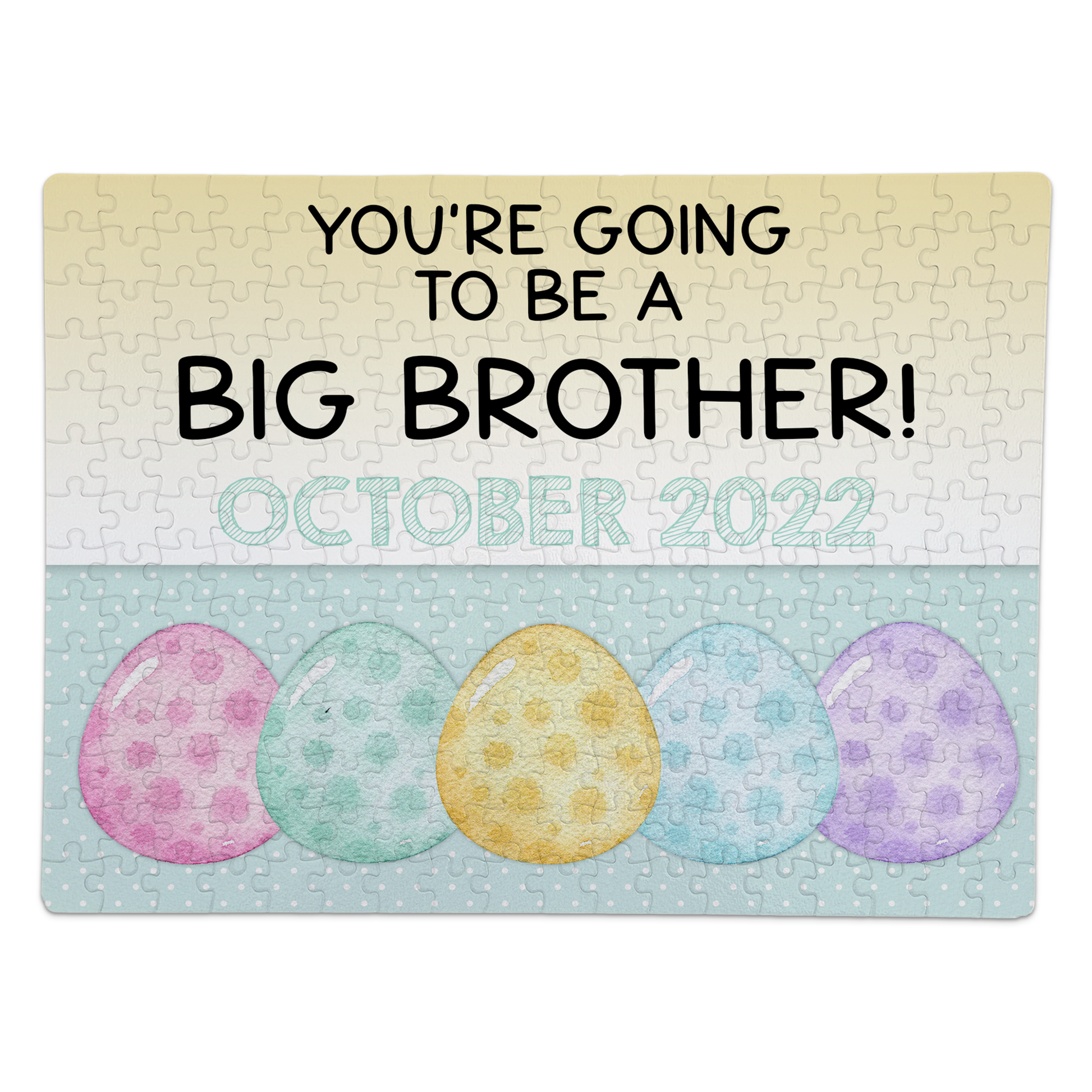 Custom Easter Big Brother Pregnancy Announcement | Jigsaw Puzzle | Pastel Eggs Design | S'Berry Boutique