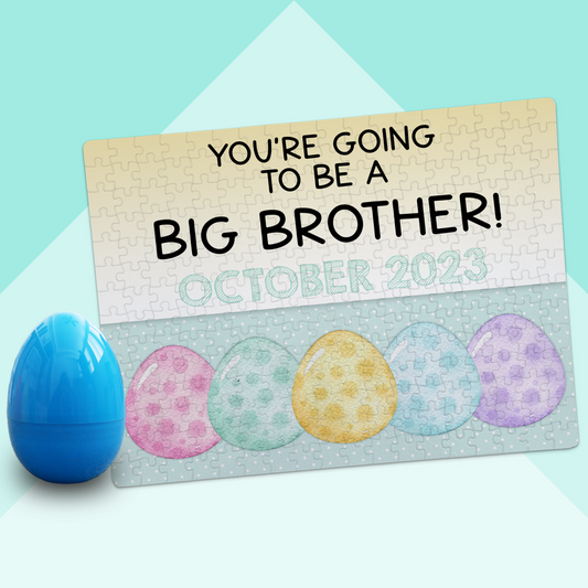 Easter Bunny Big Brother Pregnancy Announcement Puzzle With Easter Egg - P2398Custom Easter Big Brother Pregnancy Announcement | Jigsaw Puzzle | Pastel Eggs Design | With Plastic Egg