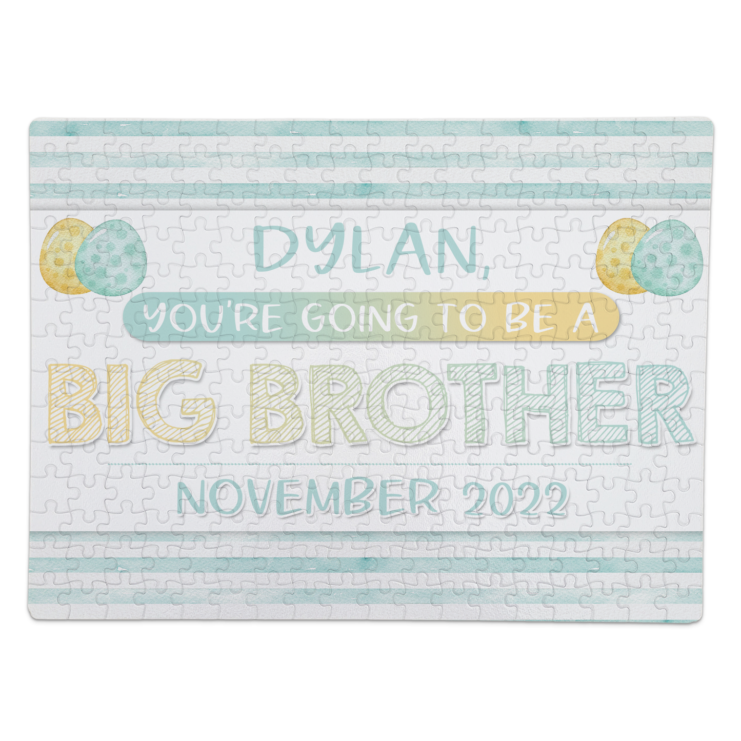 Easter Big Brother Pregnancy Announcement | Jigsaw Puzzle | Blue Stripes Design | Personalized