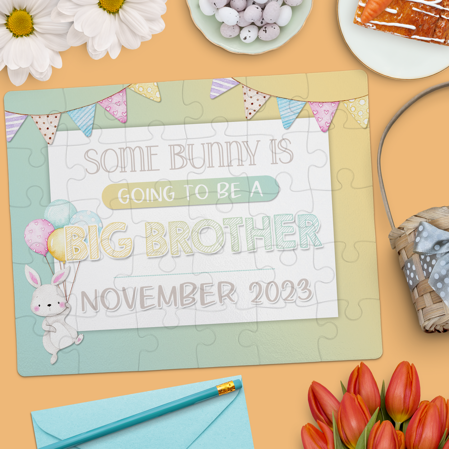 Easter Bunny Big Brother Pregnancy Announcement Puzzle - P2410
