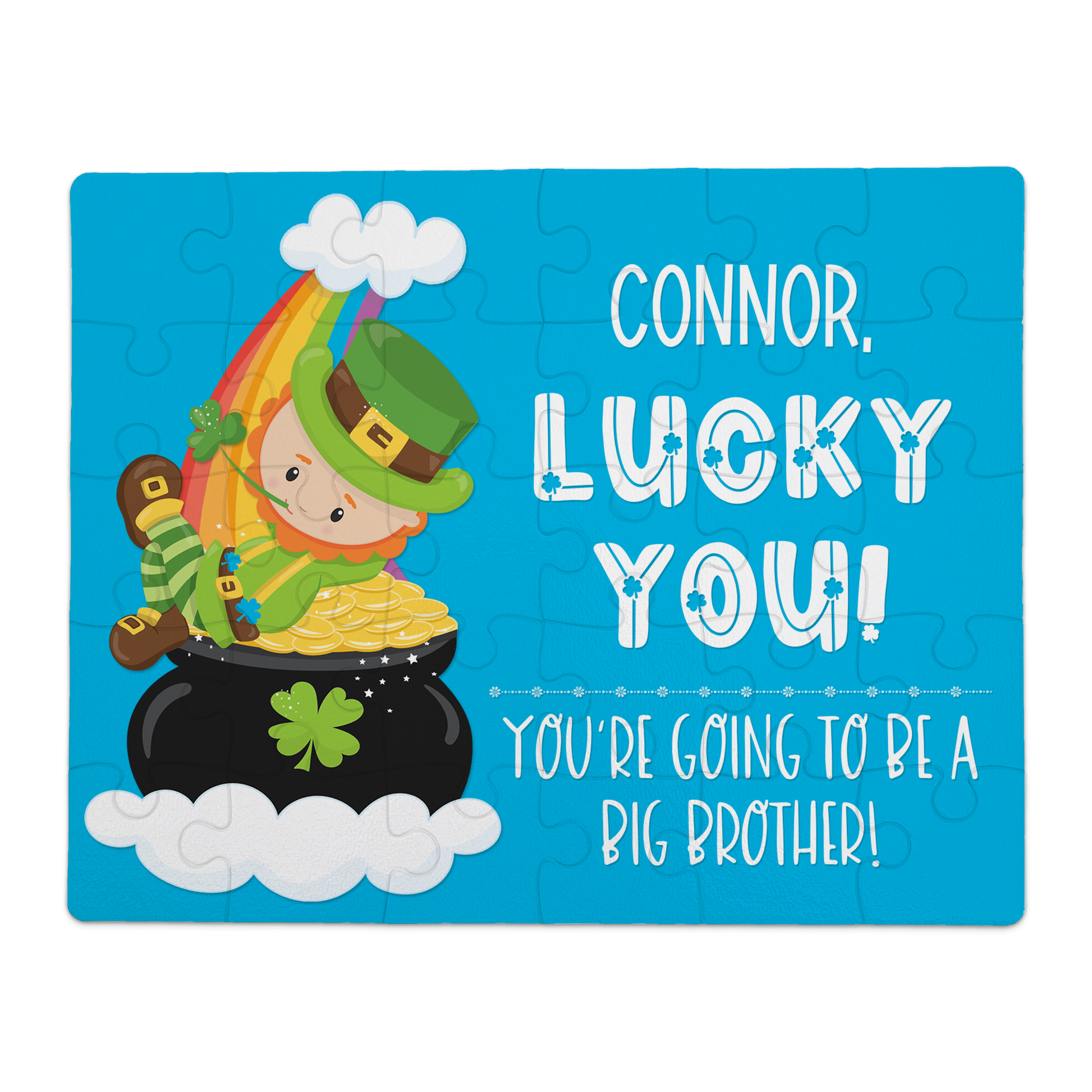 Personalized St. Patrick's Day Big Brother Pregnancy Announcement Puzzle - Blue - P2440