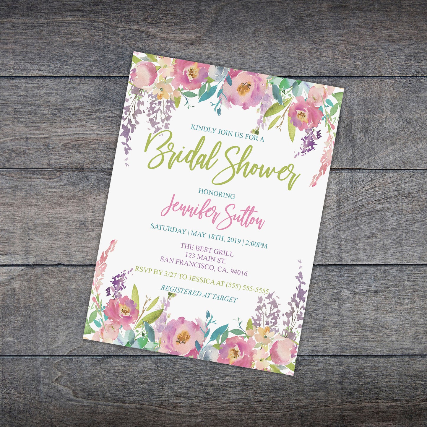 Personalized Floral Bridal Shower Invitation - PI0004