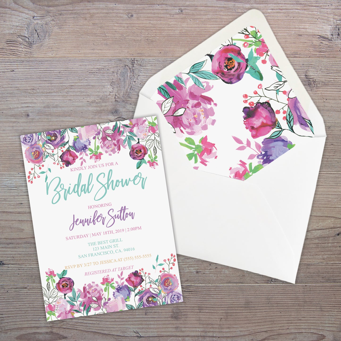 Personalized Floral Bridal Shower Invitation - PI0005