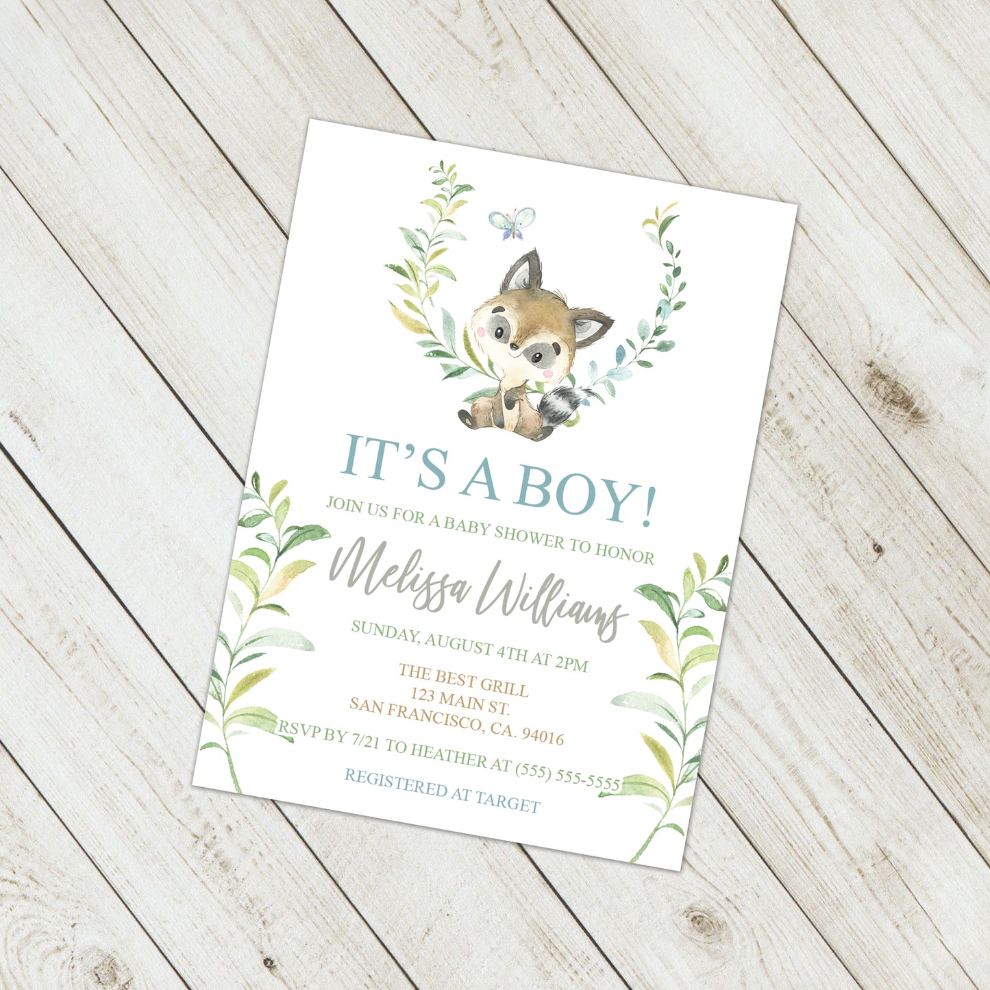 Personalized Forest Animal Baby Shower Invitation - PI0007
