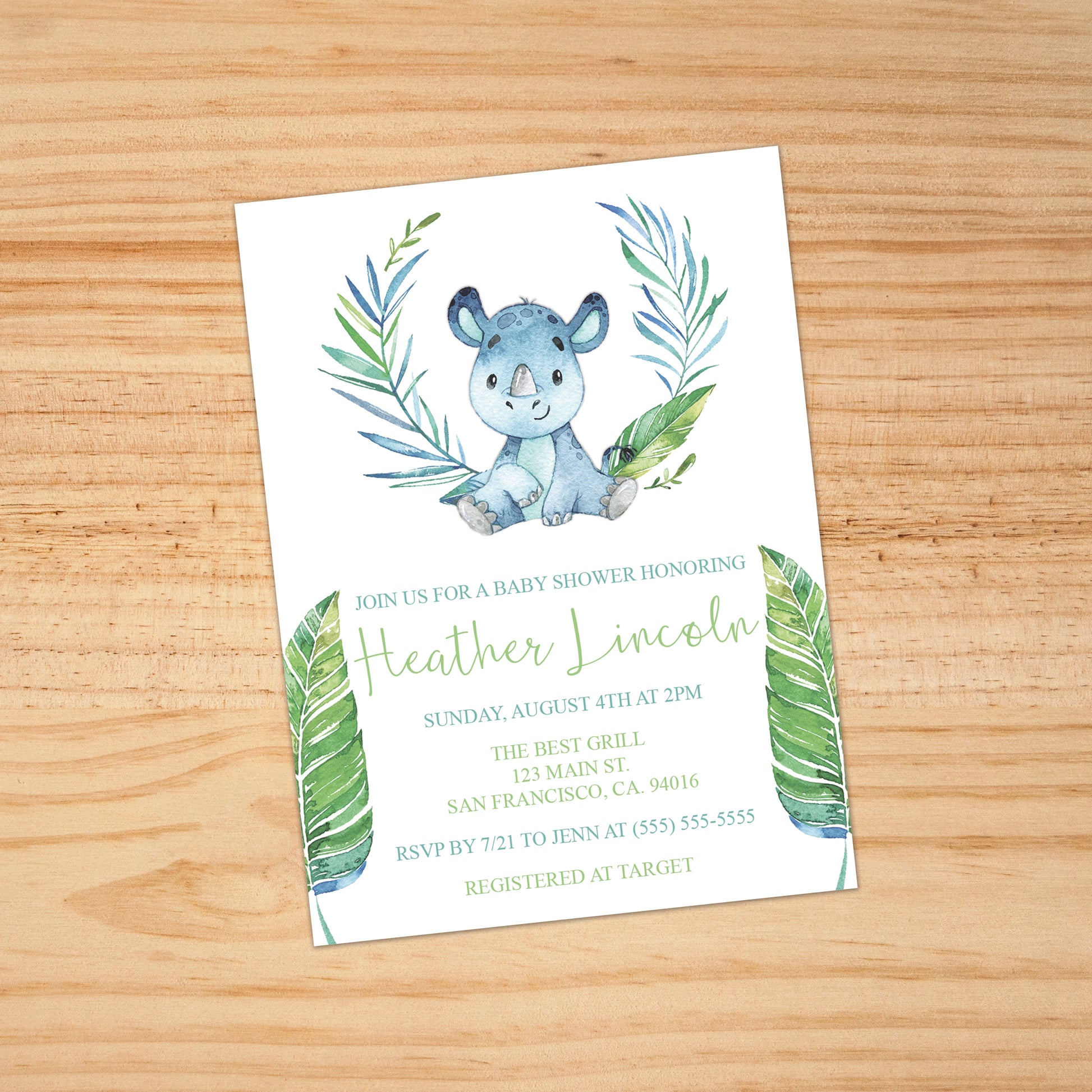 Personalized Jungle Animal Baby Shower Invitation - PI0012 | S'Berry Boutique