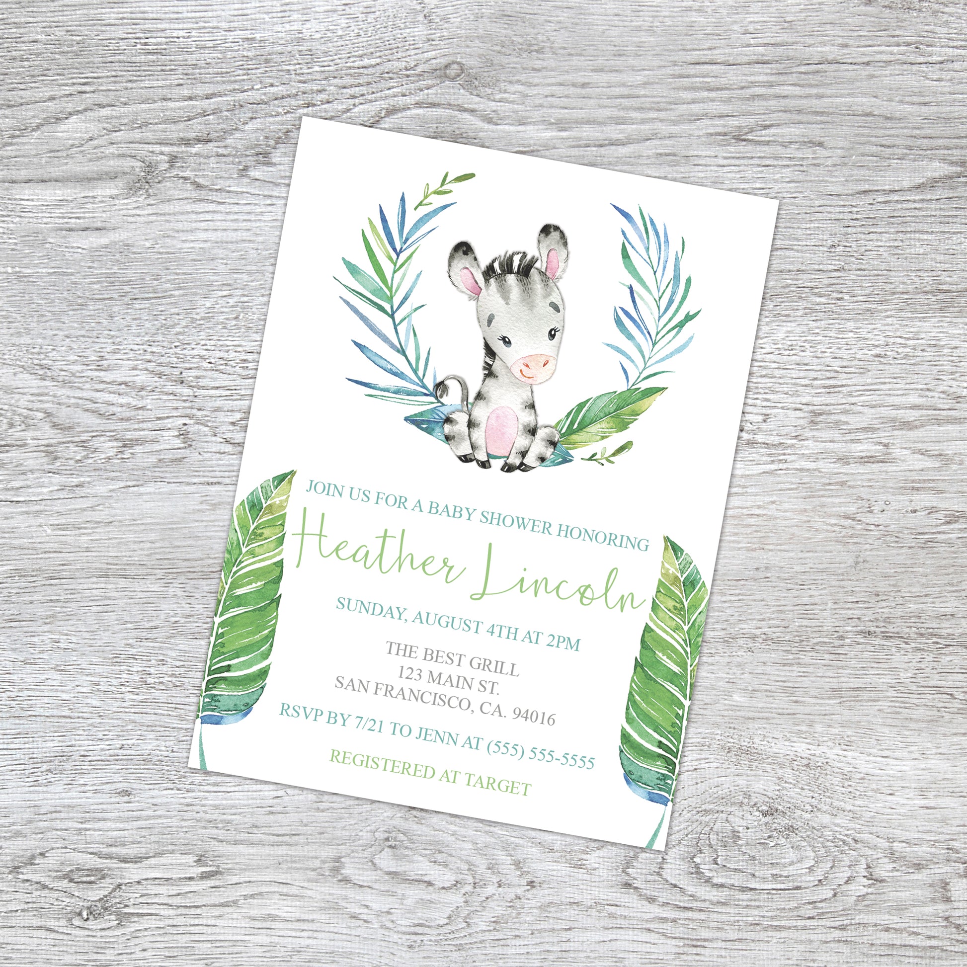 Personalized Jungle Animal Baby Shower Invitation - PI0013 | S'Berry Boutique