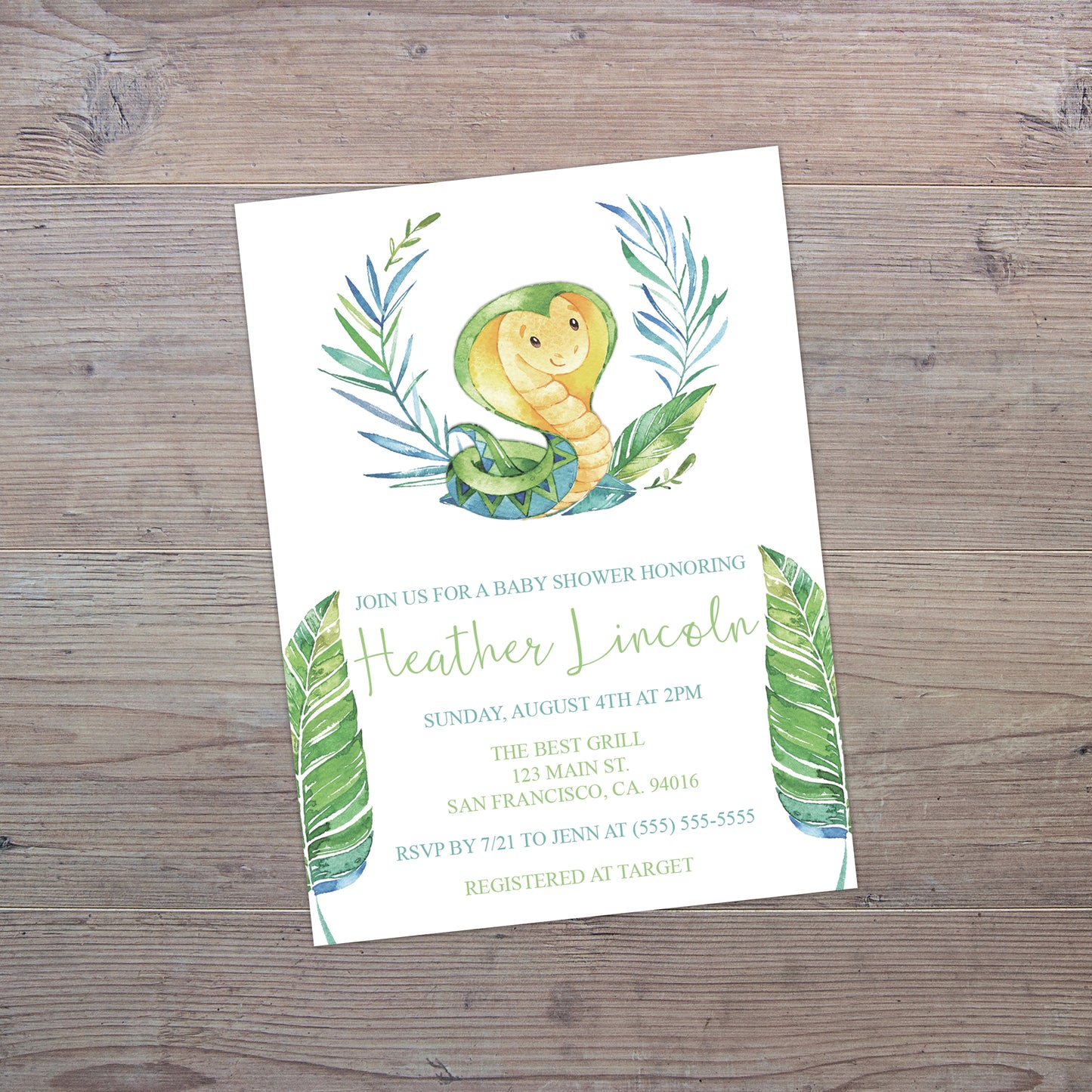 Personalized Jungle Animal Baby Shower Invitation - PI0014 | S'Berry Boutique