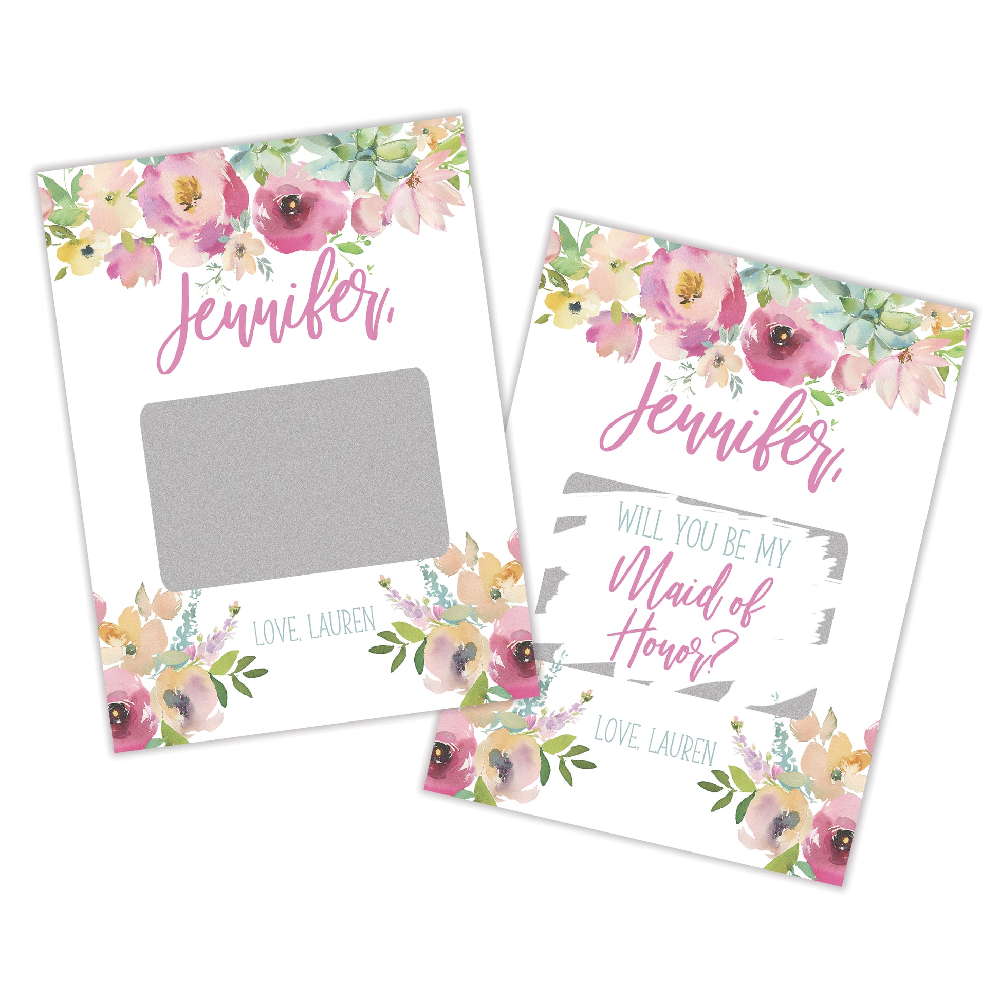 Be My Bridesmaid and Maid of Honor Scratch Offs with Envelopes