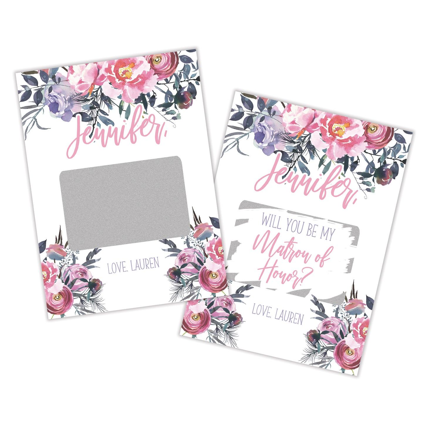 Personalized Matron of Honor Scratch Off Card - SCA0017-SCA0022 | S'Berry Boutique