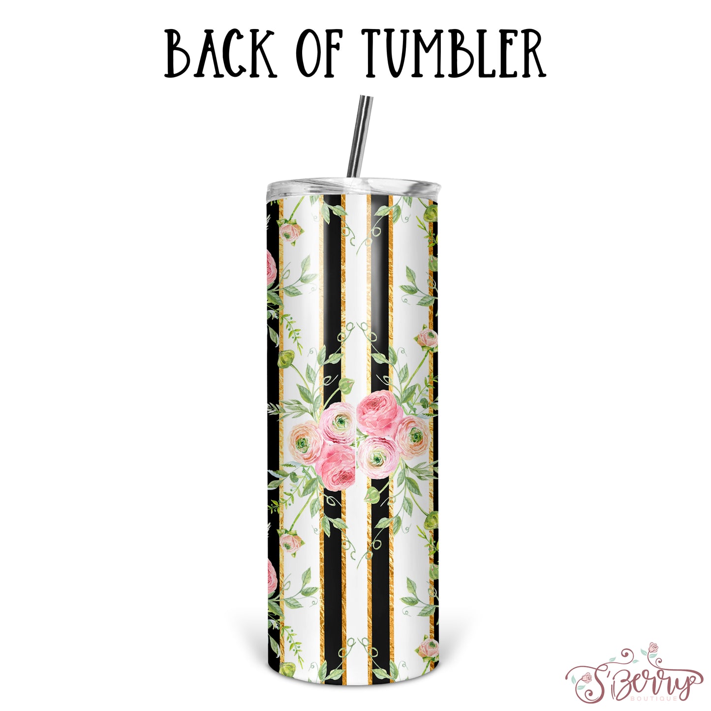 Personalized Floral Skinny Tumbler With Straw - ST0006 | S'Berry Boutique