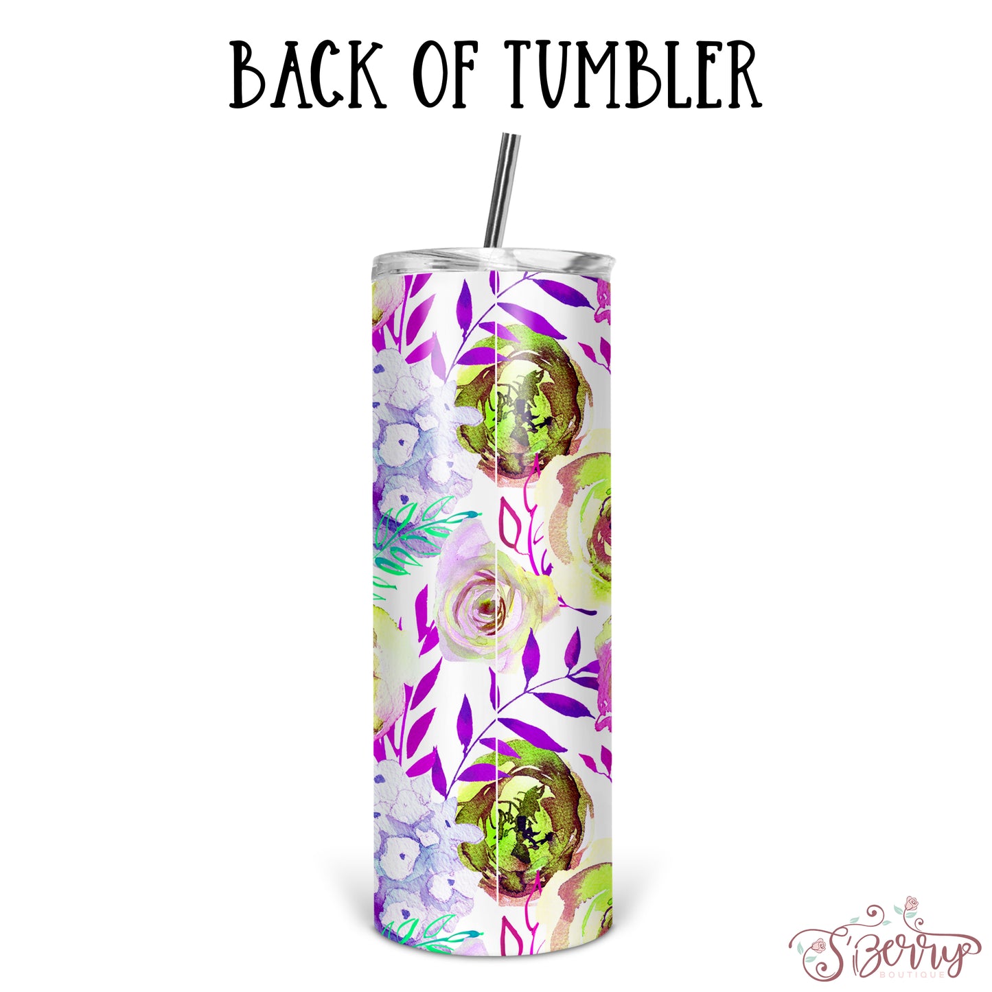 Personalized Floral Skinny Tumbler With Straw - ST0007