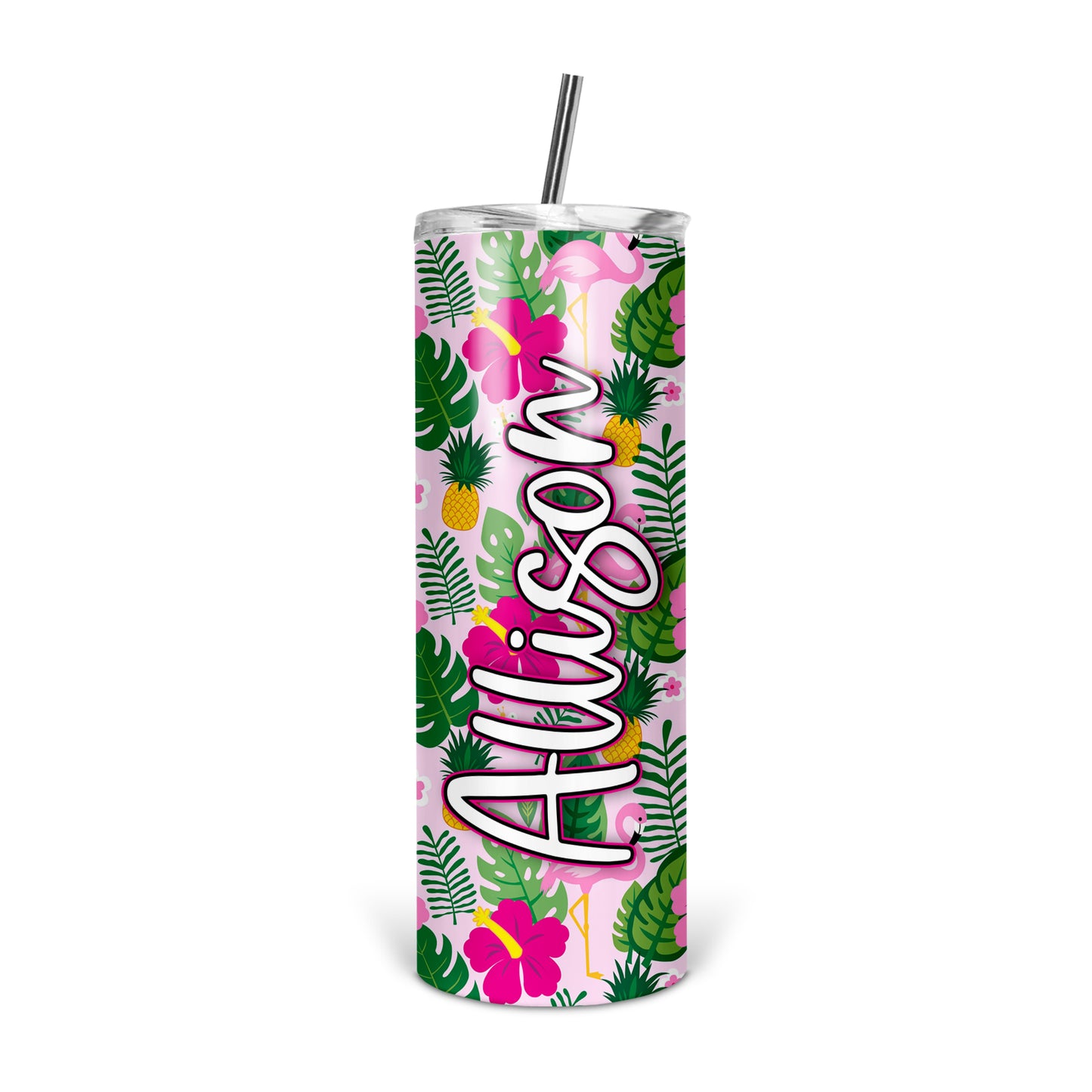 Personalized Flamingo Skinny Tumbler With Straw - ST0010 | S'Berry Boutique