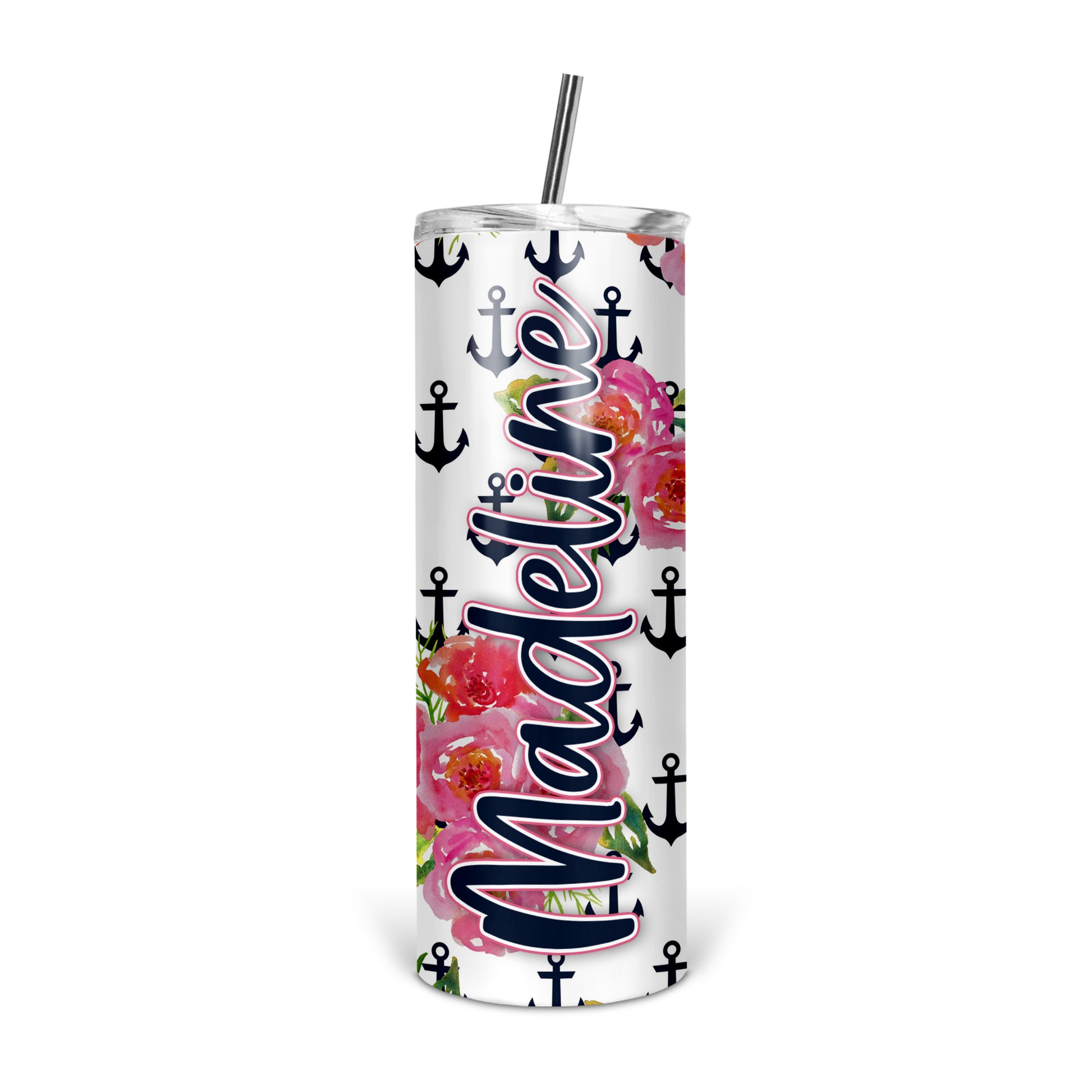 Personalized Anchor Skinny Tumbler With Straw - ST0011 | S'Berry Boutique