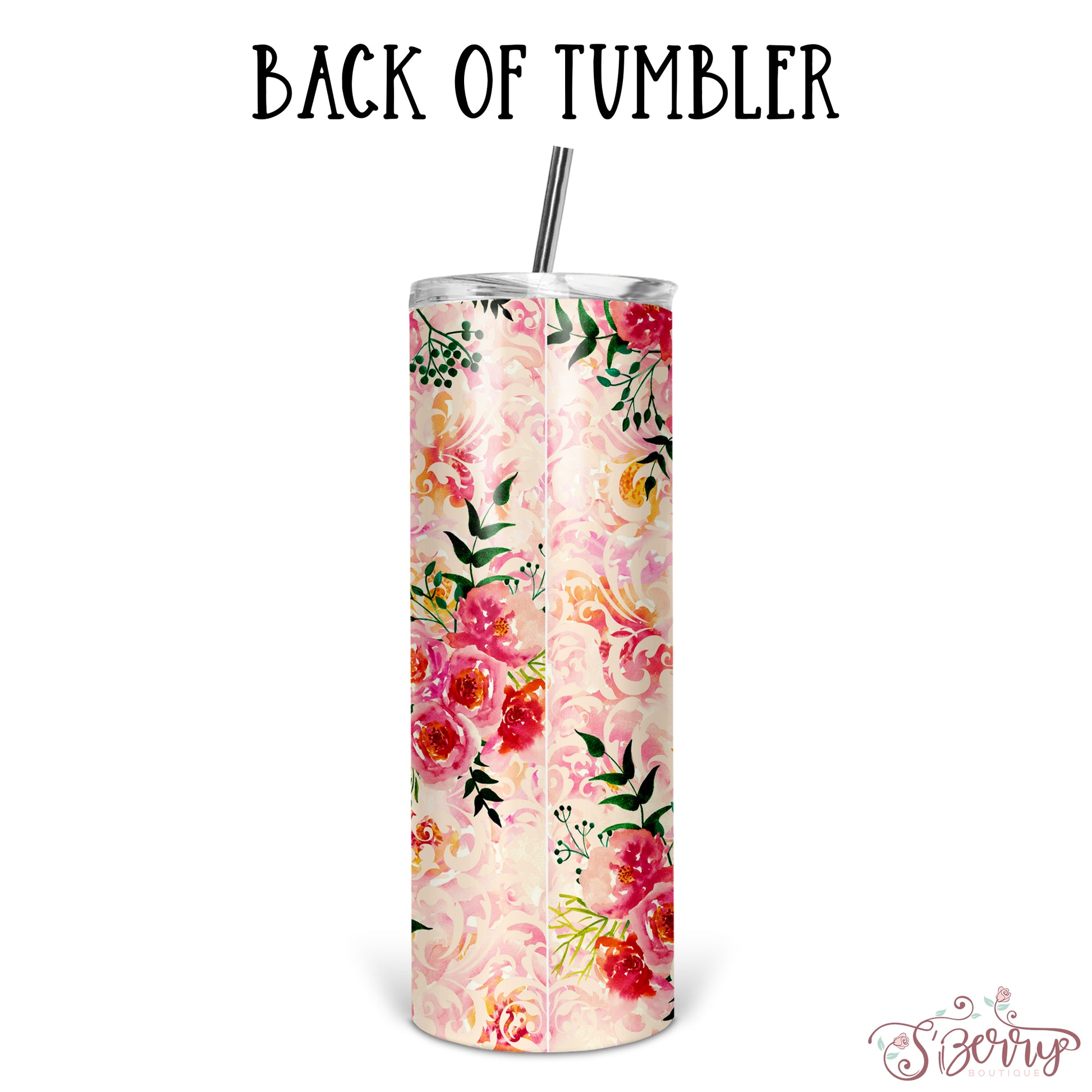 Personalized Floral Skinny Tumbler With Straw - ST0012 | S'Berry Boutique