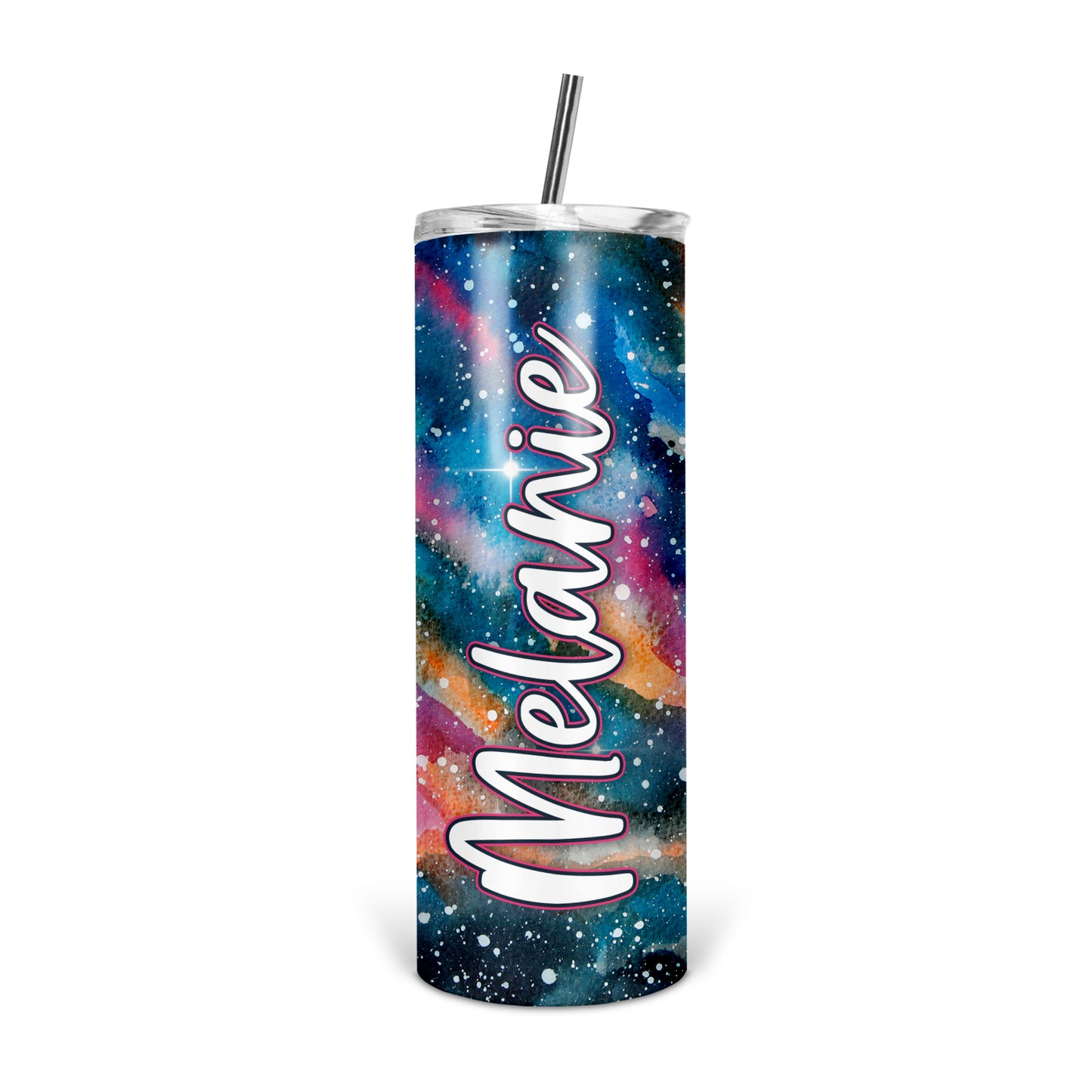 Personalized Galaxy Skinny Tumbler With Straw - ST0013 | S'Berry Boutique