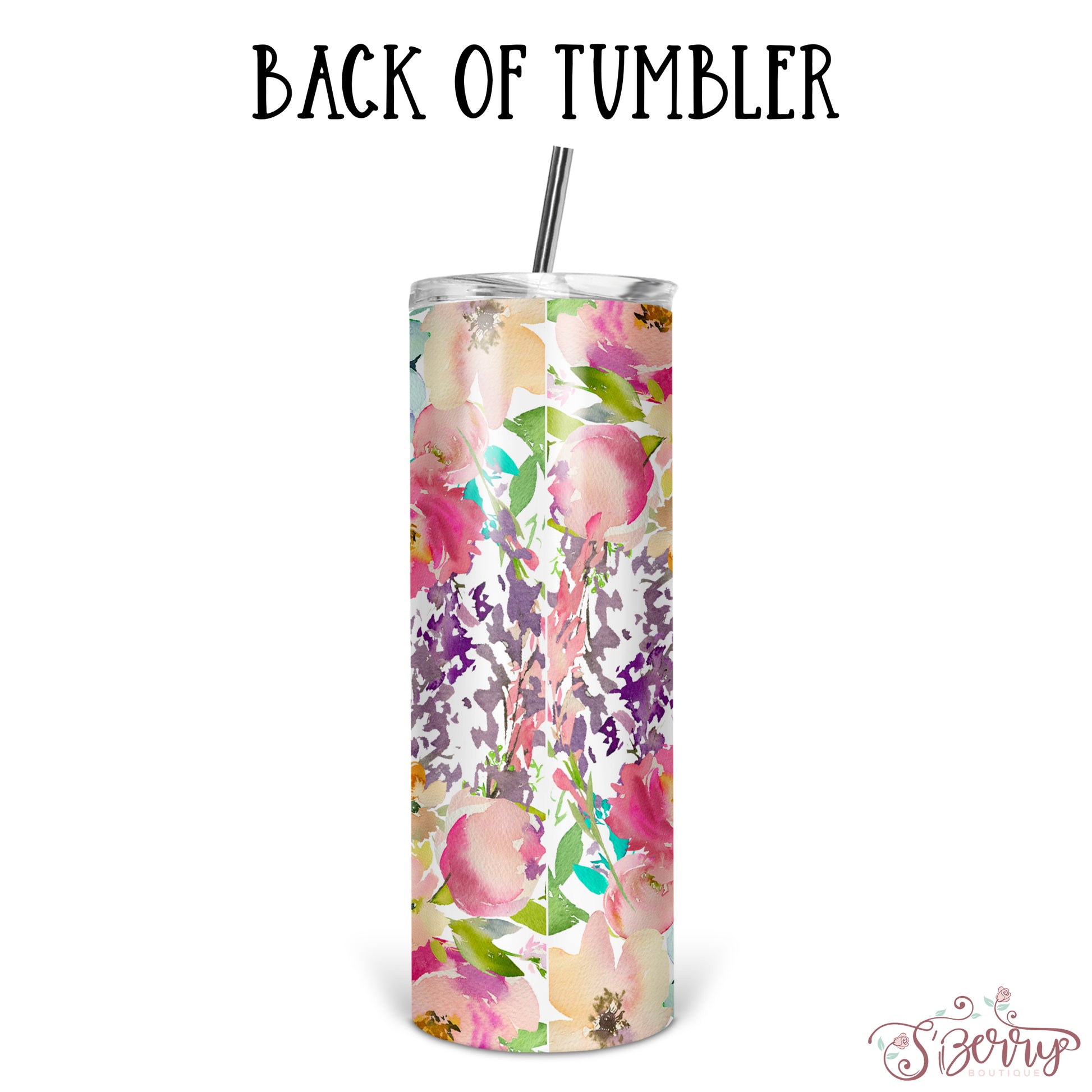 Personalized Floral Skinny Tumbler With Straw - ST0016 | S'Berry Boutique