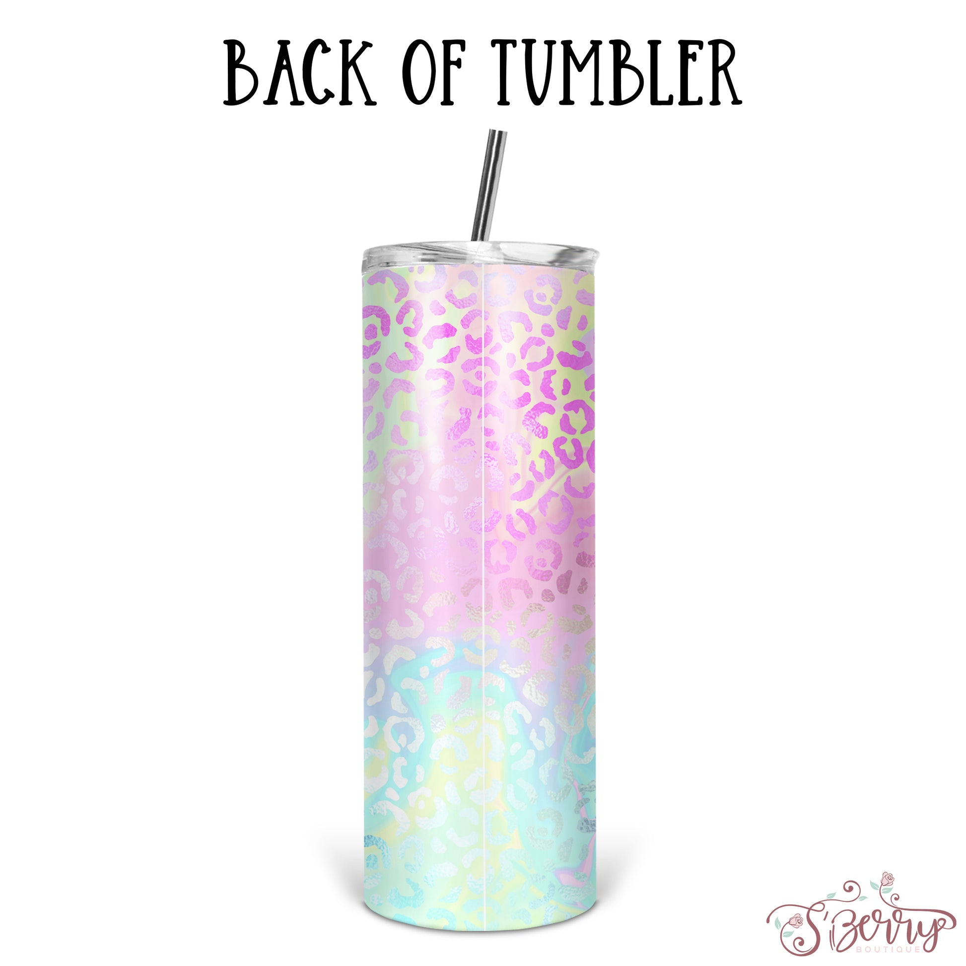Personalized Iridescent Leopard Skinny Tumbler With Straw - ST0019
