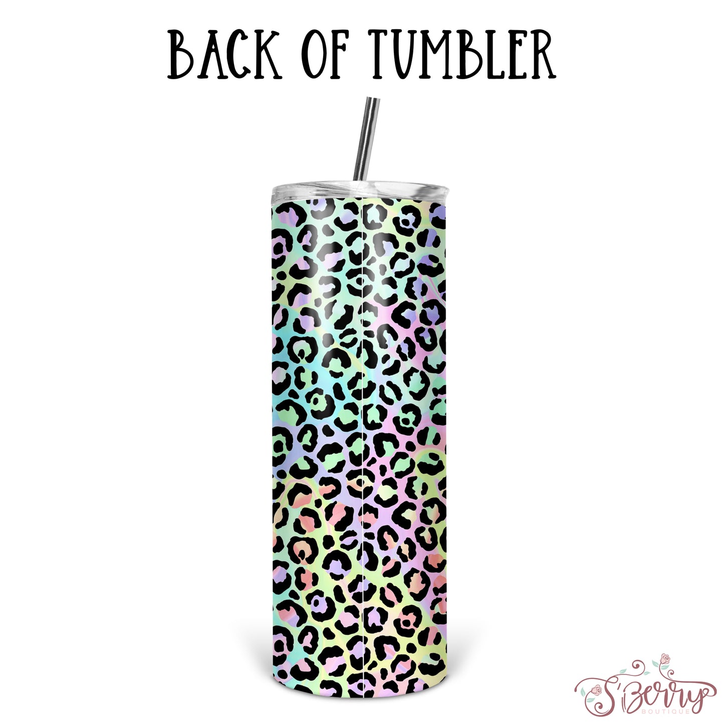 Personalized Iridescent Leopard Skinny Tumbler With Straw - ST0020 | S'Berry Boutique