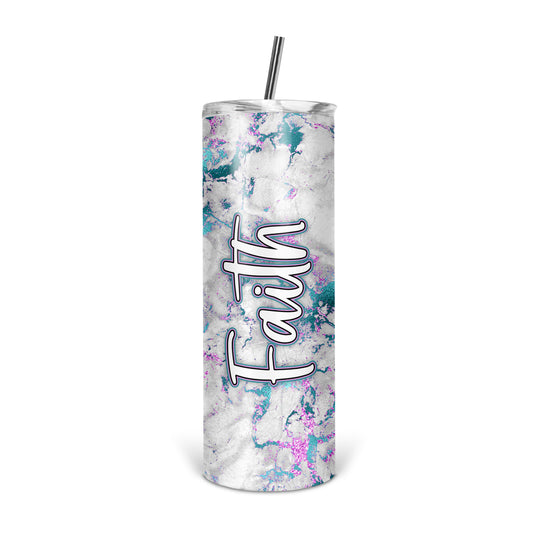 Personalized Marble Skinny Tumbler With Straw - ST0021 | S'Berry Boutique