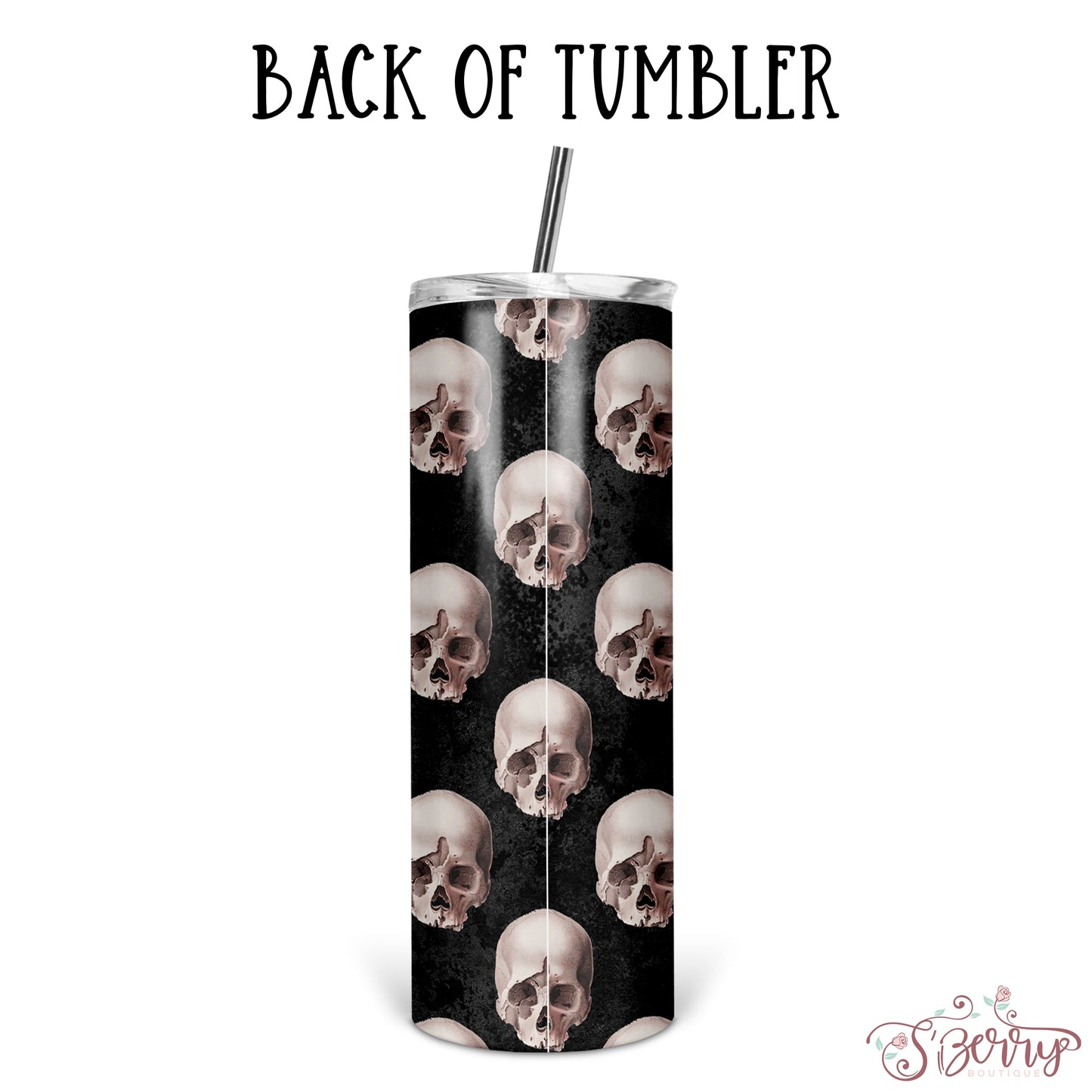Personalized Skull Skinny Tumbler With Straw - ST0022 | S'Berry Boutique