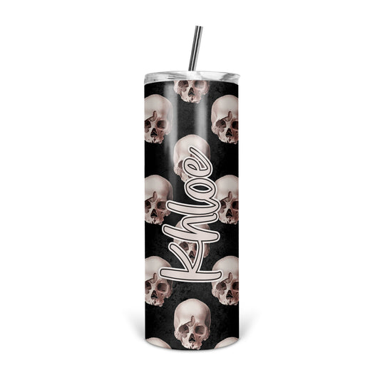 Personalized Skull Skinny Tumbler With Straw - ST0022 | S'Berry Boutique
