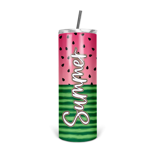 Personalized Watermelon Skinny Tumbler With Straw - ST0024 | S'Berry Boutique