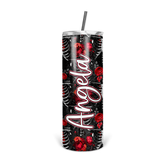 Personalized Gothic Ribcage Skinny Tumbler With Straw - ST0025