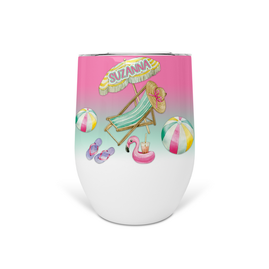 Personalized Summer Pool Party Wine Tumbler - WT0016