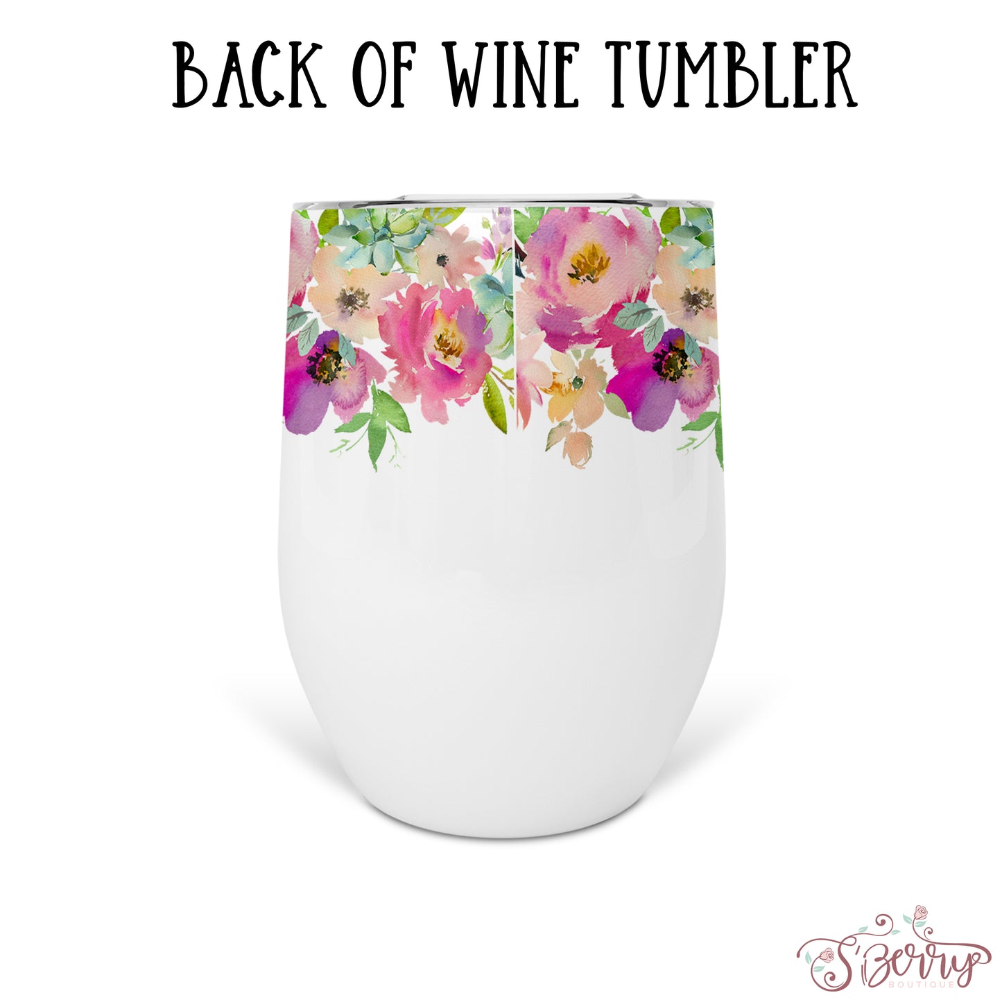 Personalized Floral Wine Tumbler - WT0007 | S'Berry Boutique