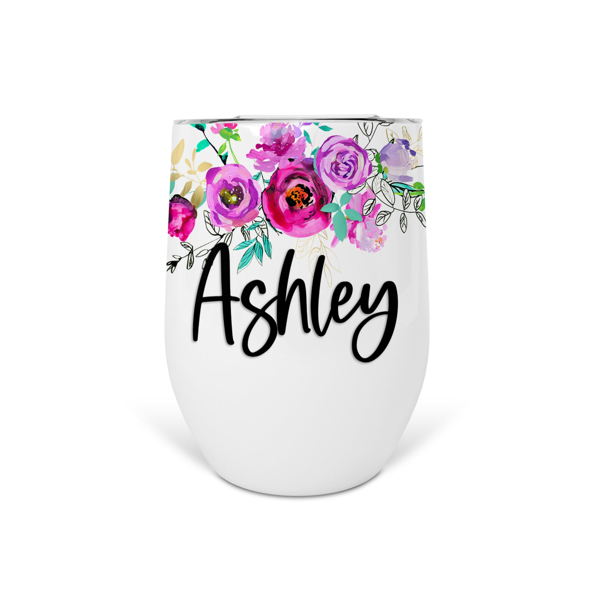 Personalized Floral Wine Tumbler - WT0009