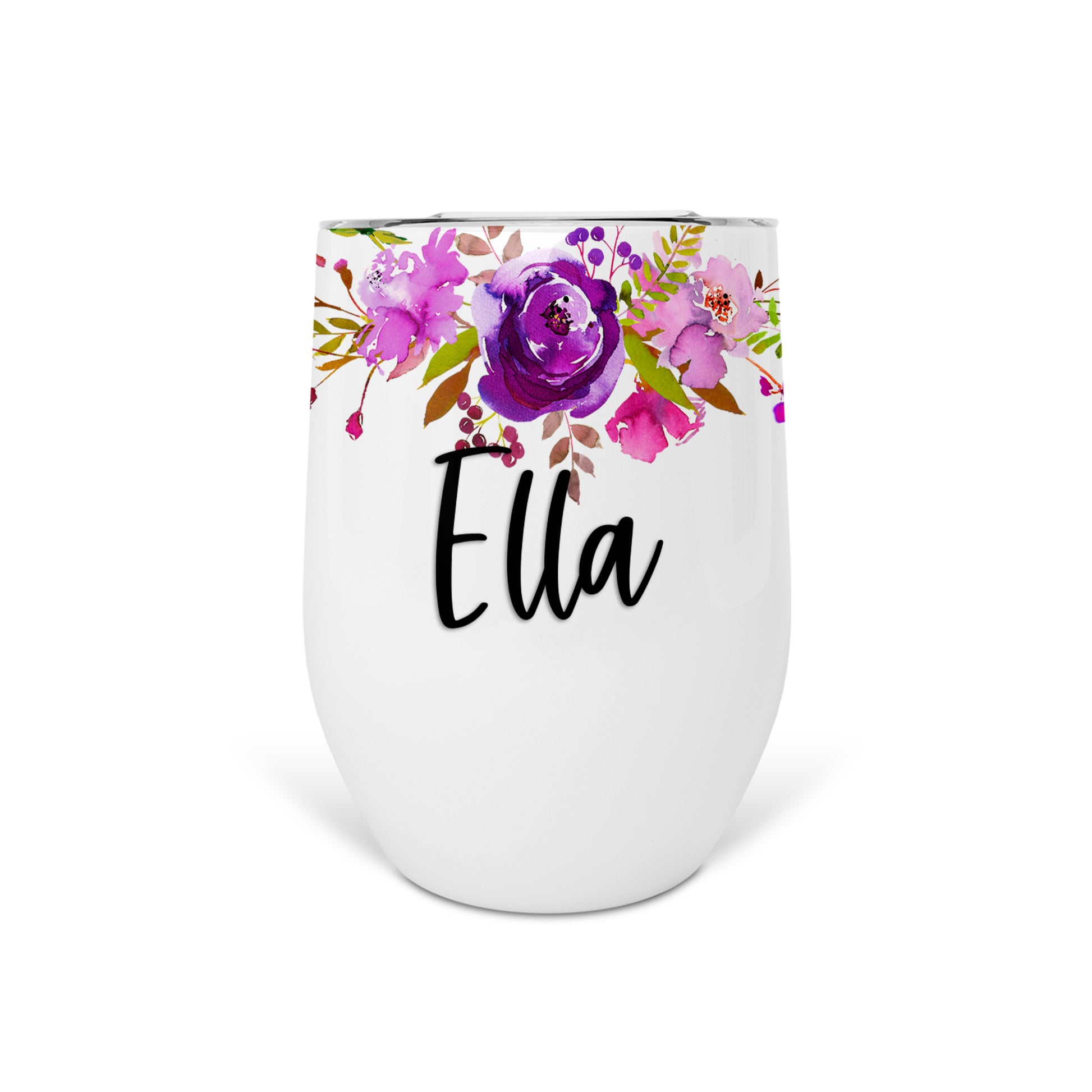 Personalized Floral Wine Tumbler - WT0010