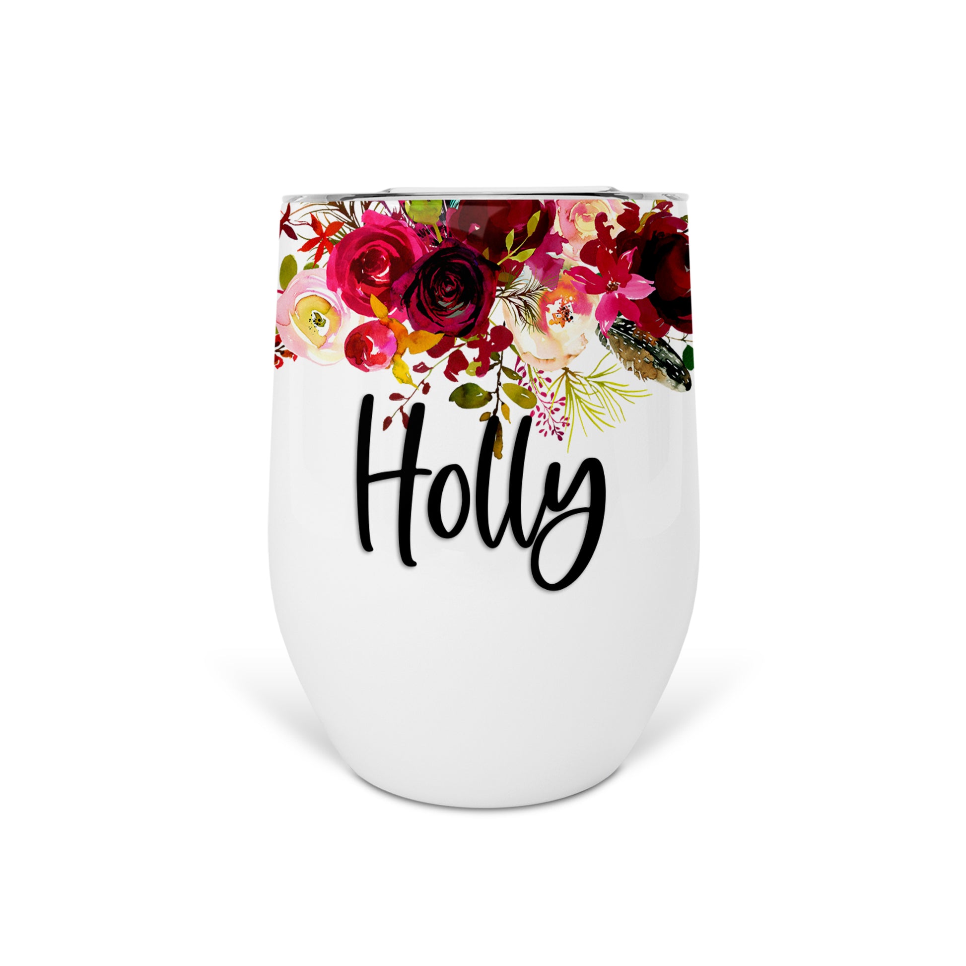 Personalized Floral Wine Tumbler - WT0012