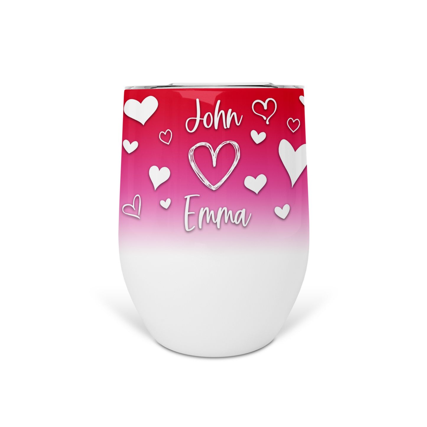 Personalized Valentine's Wine Tumbler With Hearts - WT0017 | S'Berry Boutique